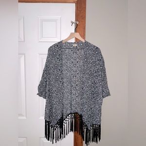 Hollister Half Sleeve Shawl Wrap with Tassels